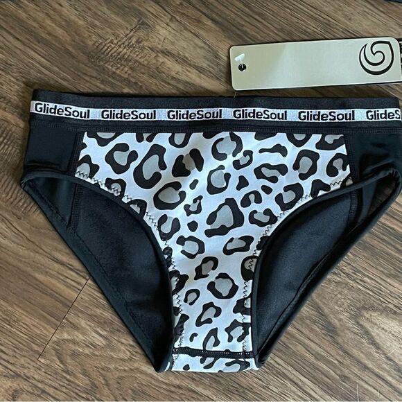 NWT GlideSoul Leopard Print Neoprene Bikini Set Black White Gray Size Small - Picture 4 of 10